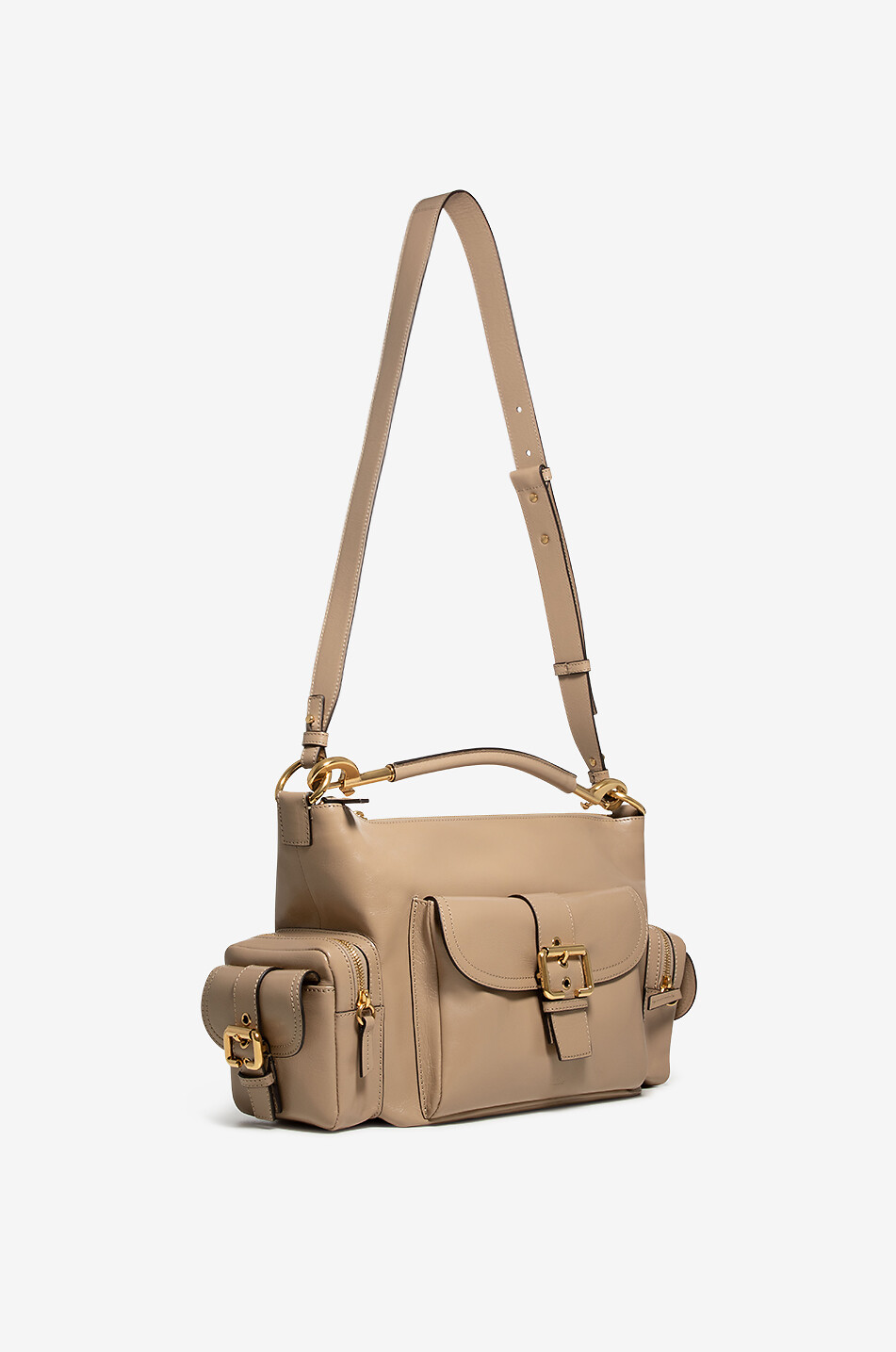 CHLOE Sac porté épaule en cuir brillant Camera Femme MARRON CLAIR 5