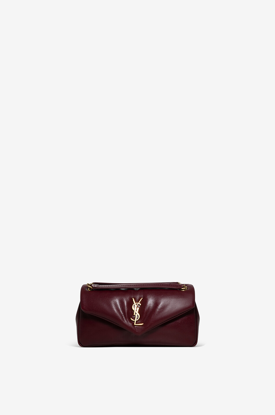 SAINT LAURENT PARIS Sac porté épaule en cuir nappa Calypso Small Femme ROUGE FONCÉ 1