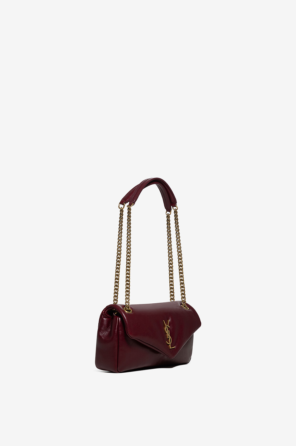 SAINT LAURENT PARIS Sac porté épaule en cuir nappa Calypso Small Femme ROUGE FONCÉ 2