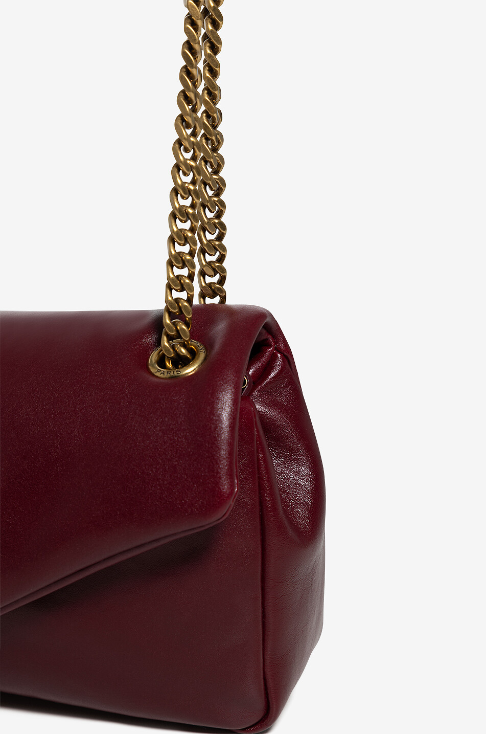 SAINT LAURENT PARIS Sac porté épaule en cuir nappa Calypso Small Femme ROUGE FONCÉ 5