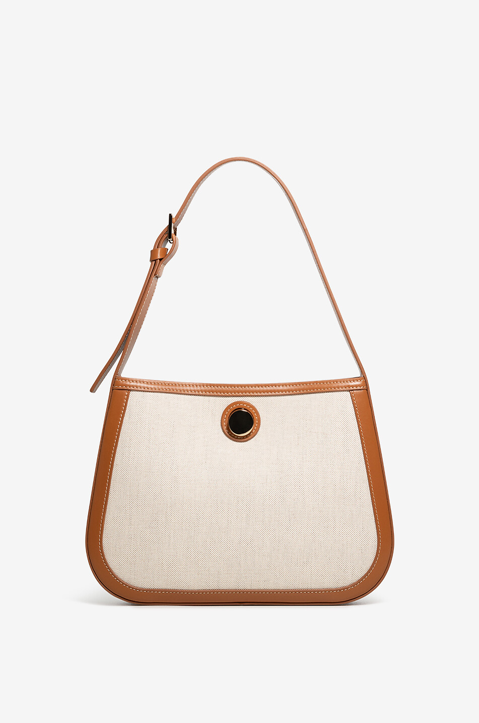 FABIANA FILIPPI Eclissi Hobo canvas and leather shoulder bag Women CAMEL 1