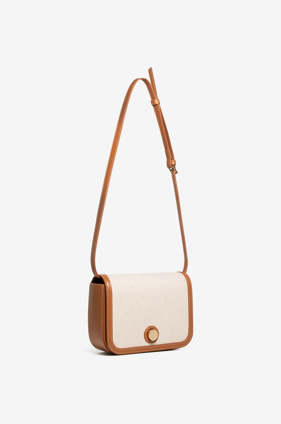 FABIANA FILIPPI Eclissi Messenger leather and canvas shoulder bag Women CAMEL 2