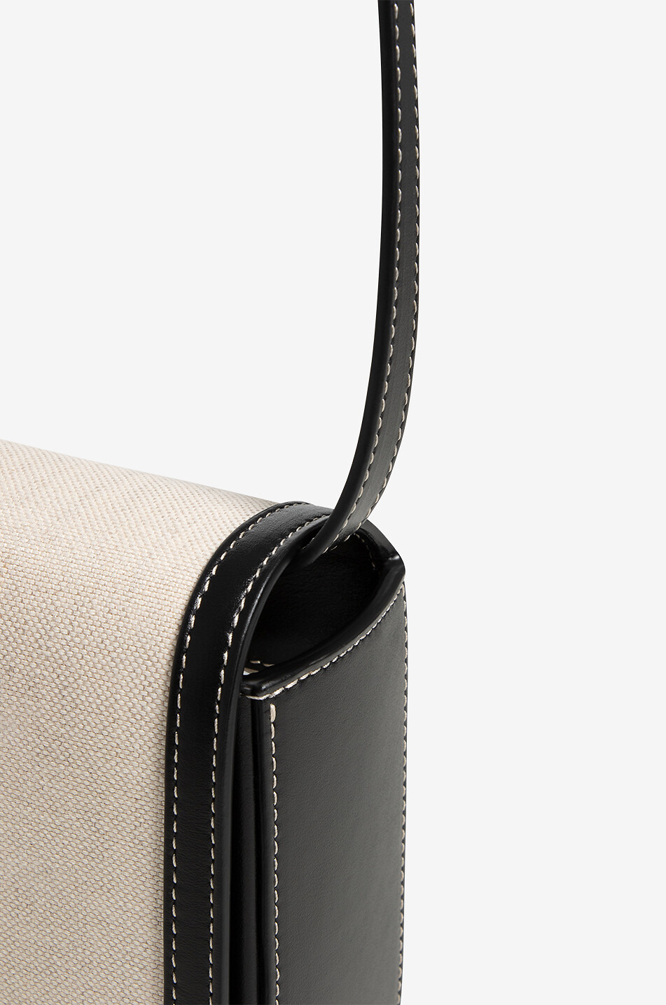 FABIANA FILIPPI Eclissi Messenger leather and canvas shoulder bag Women BLACK 5