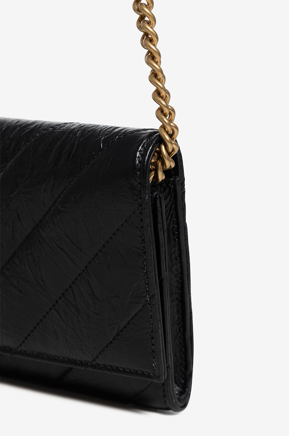 BALENCIAGA Crush Wallet quilted leather shoulder bag Women BLACK 5