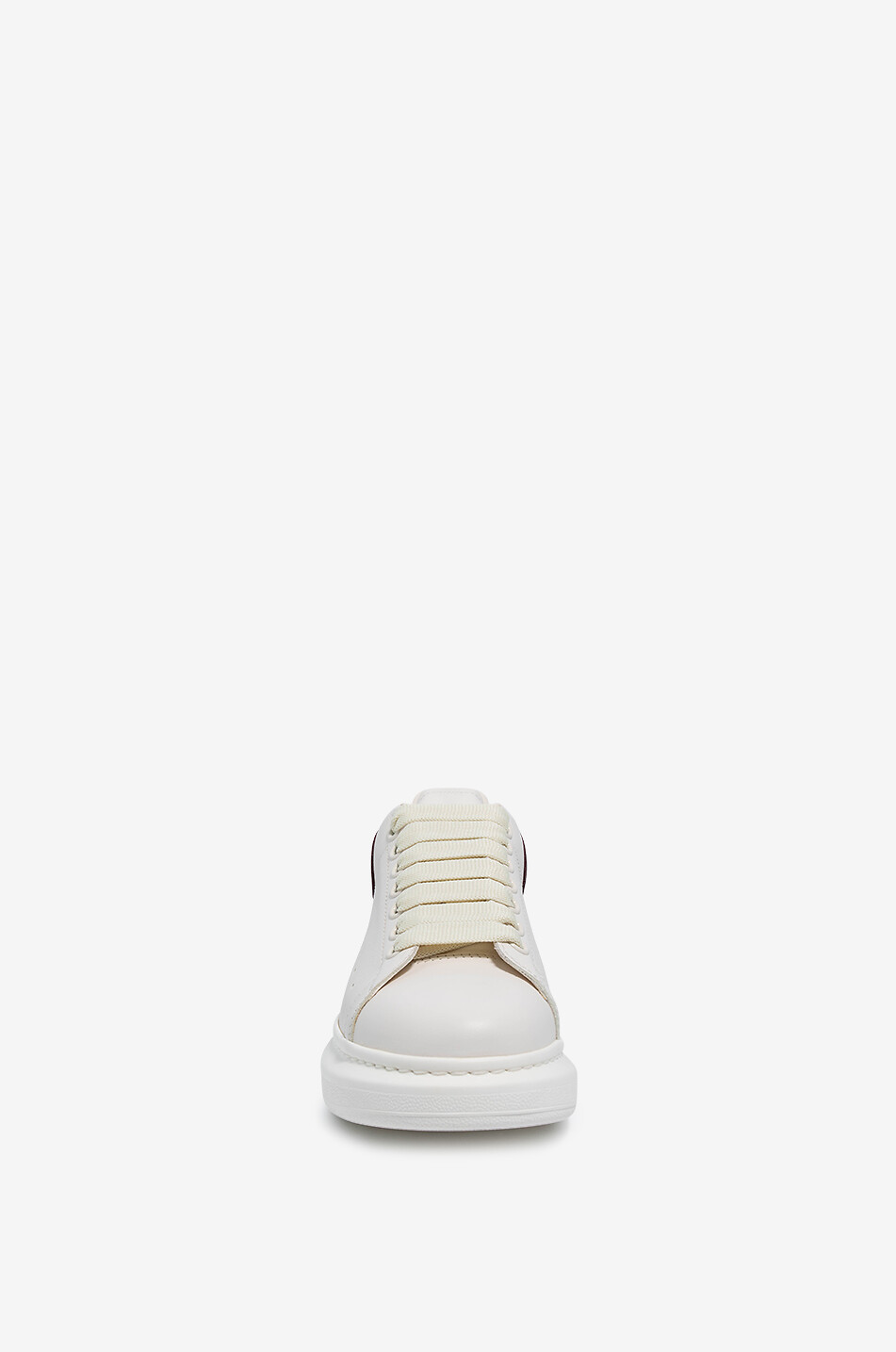ALEXANDER McQUEEN Niedrige Glattleder-Sneakers mit genarbtem Leder Oversized Damen WEISS 2