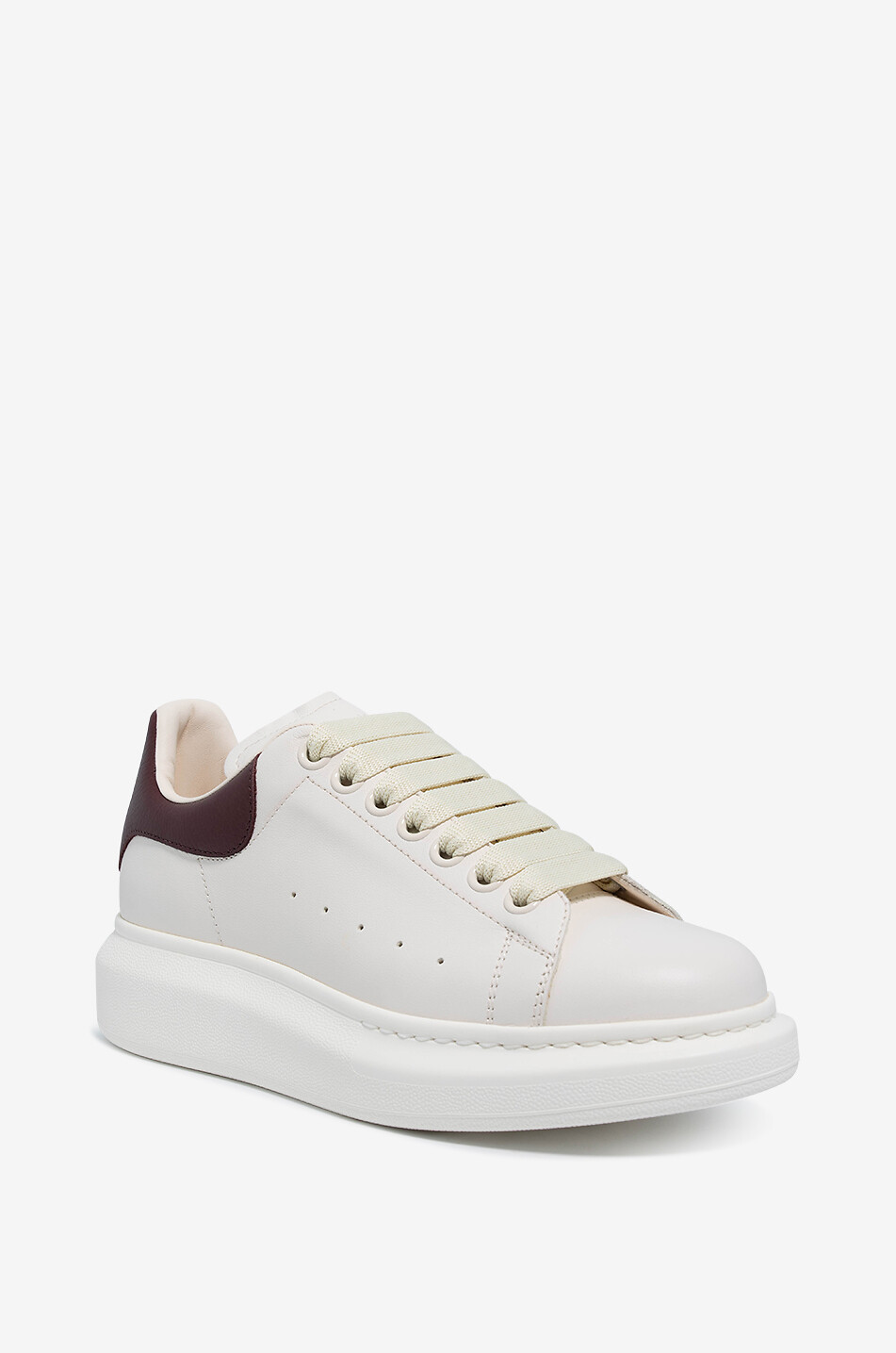 ALEXANDER McQUEEN Oversized smooth and grained leather low-top sneakers Women WHITE 1