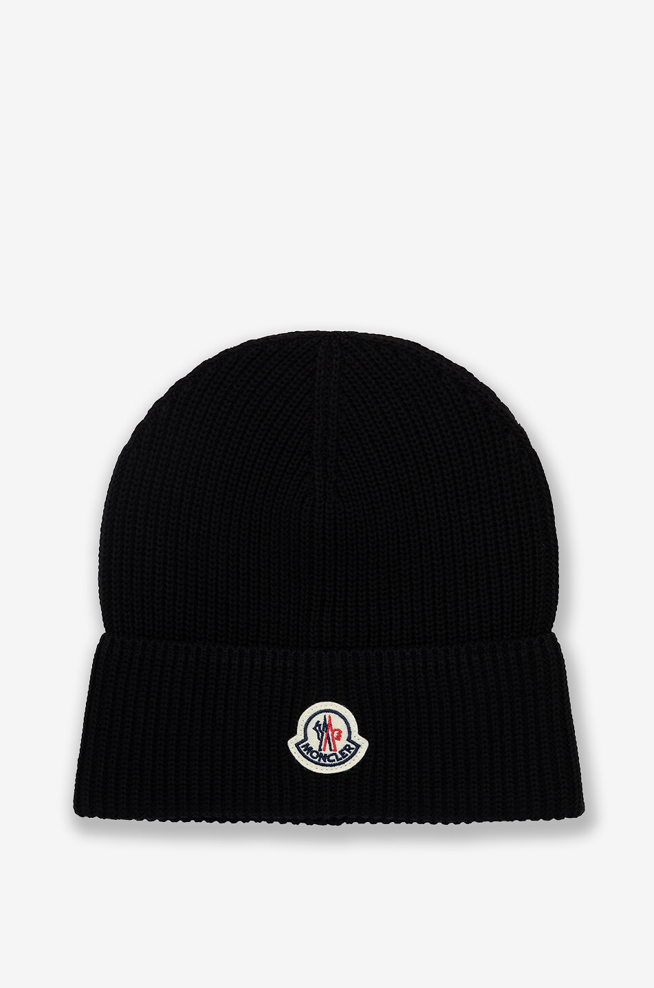 MONCLER Logo patch adorned cotton rib knit beanie Men BLACK 1