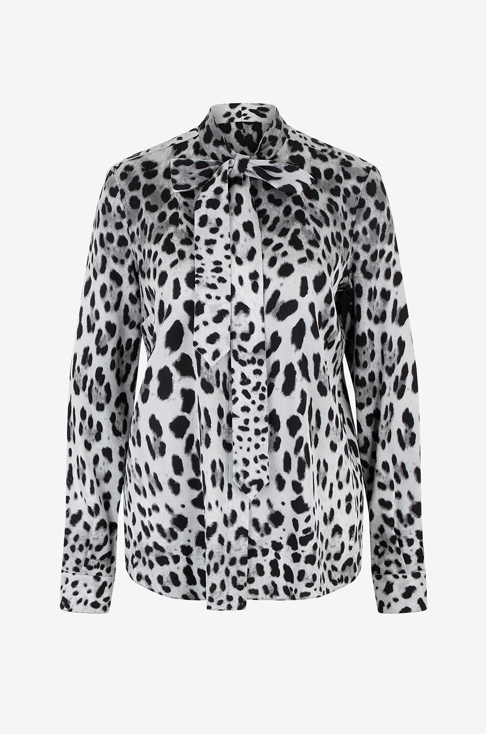 Leopard printed silk shirt with necktie