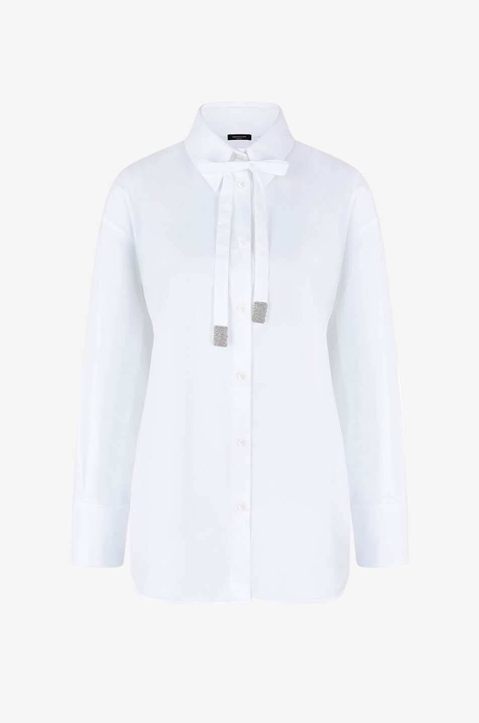 FABIANA FILIPPI Filo Diamanté bow poplin shirt Women WHITE 1