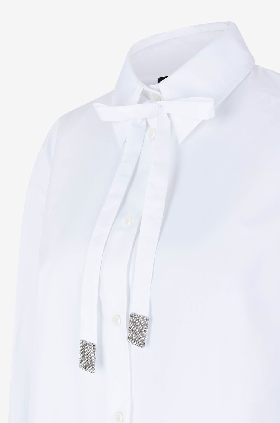 FABIANA FILIPPI Filo Diamanté bow poplin shirt Women WHITE 3