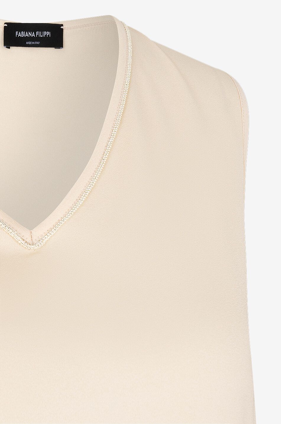 FABIANA FILIPPI Top sans manches à col V en crêpe Filo Diamanté Femme JAUNE CLAIR 6