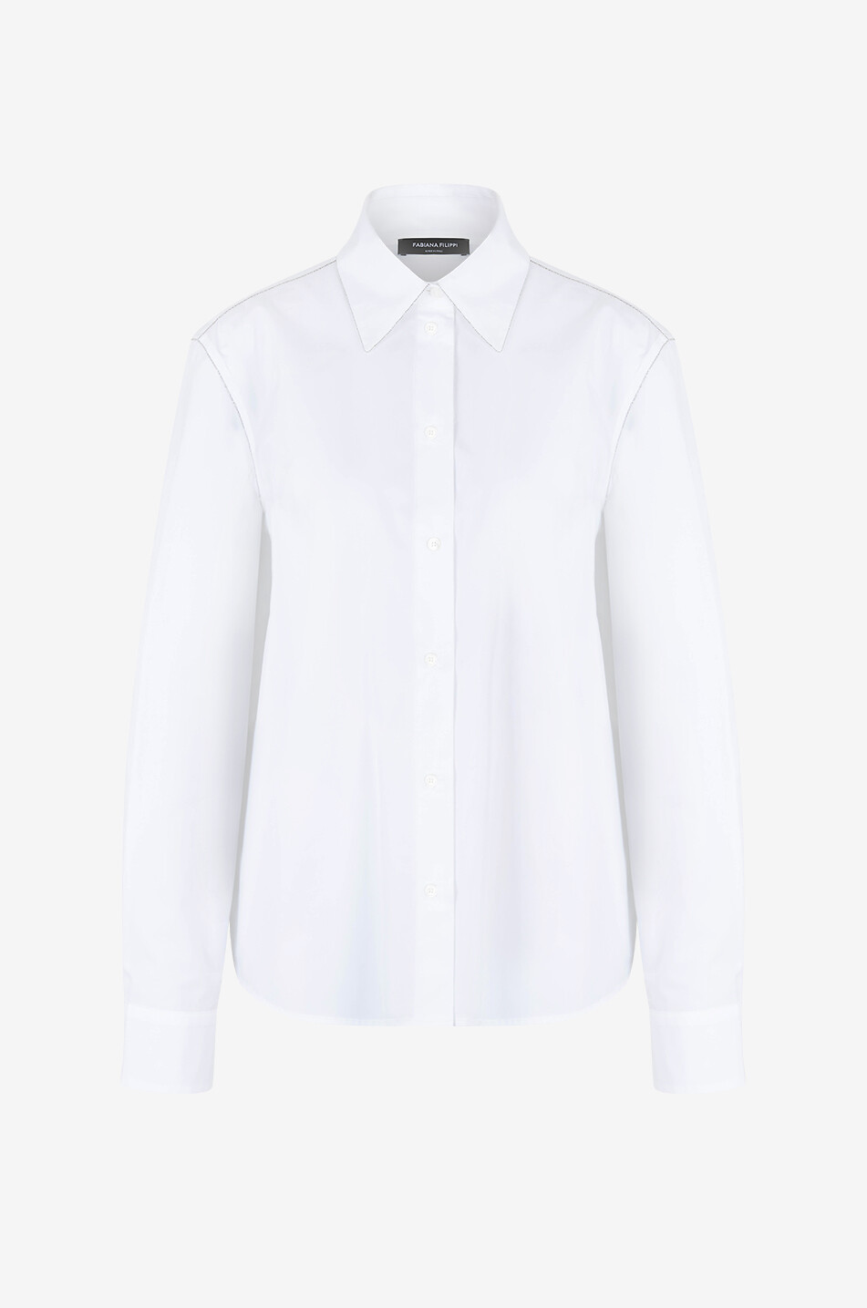 FABIANA FILIPPI Chemise cintrée en popeline à fil diamanté Femme BLANC 1