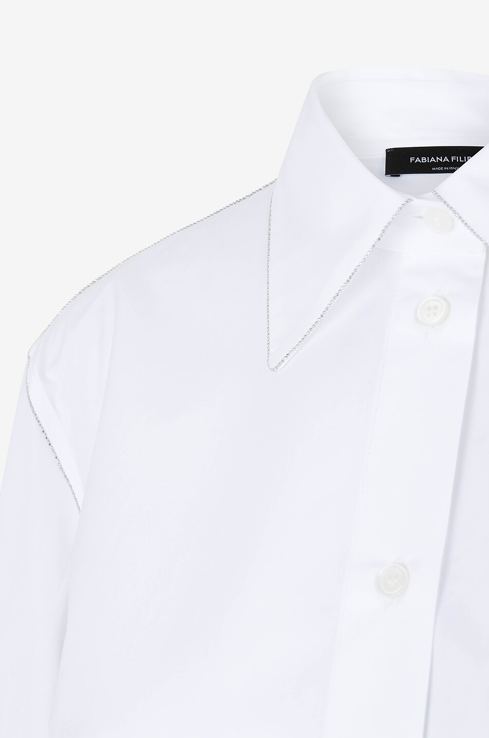 FABIANA FILIPPI Chemise cintrée en popeline à fil diamanté Femme BLANC 3