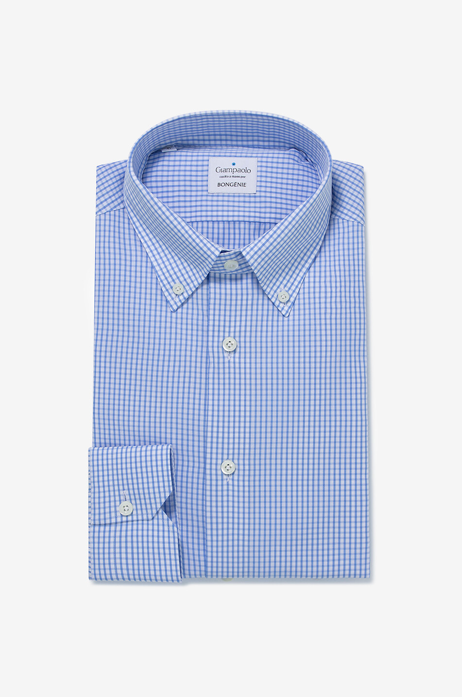 GIAMPAOLO Chemise à manches longues en coton à carreaux Homme BLEU MOYEN 1