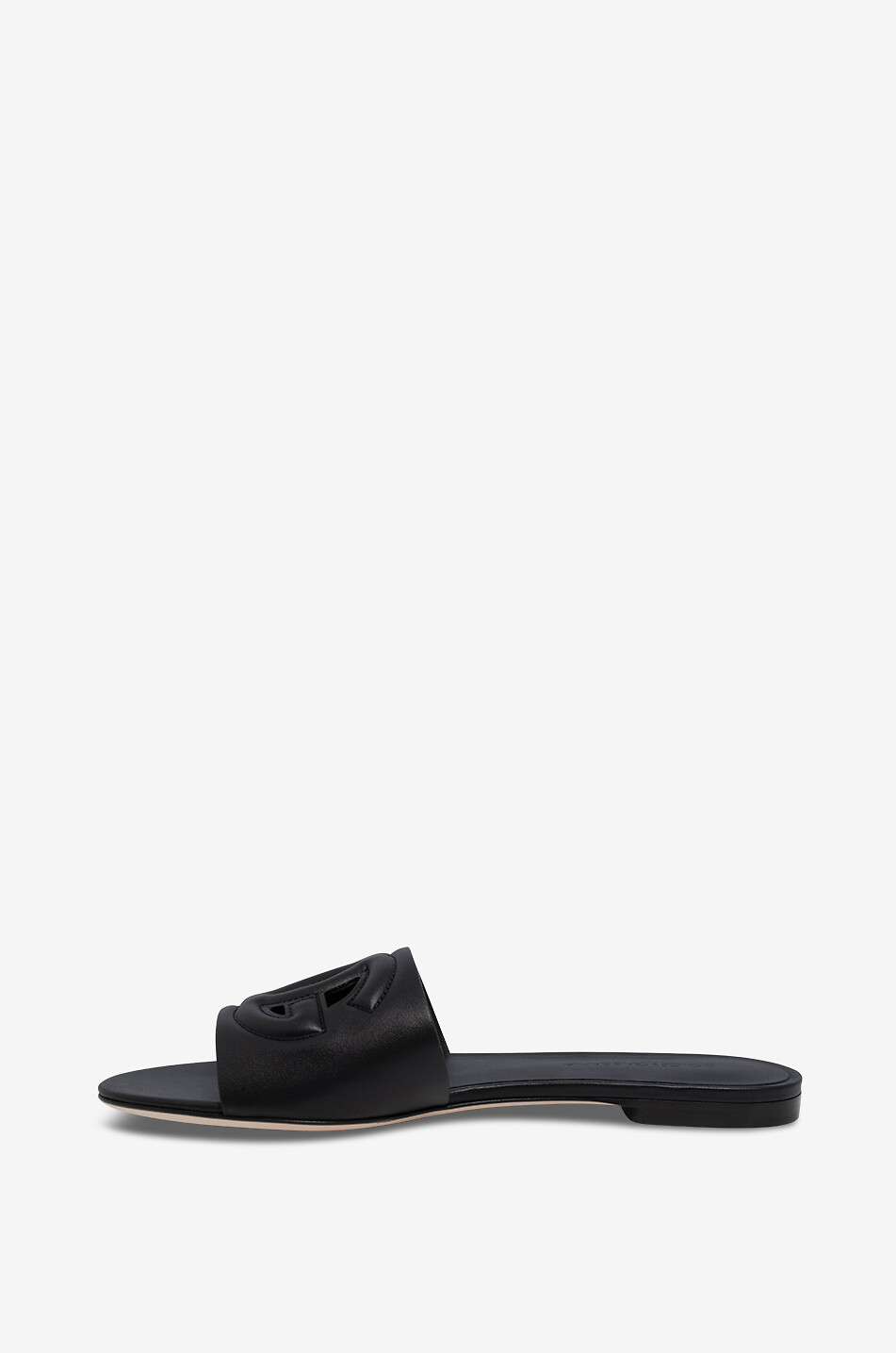 DOLCE & GABBANA Bianca 05 monogrammed smooth leather slides Women BLACK 3