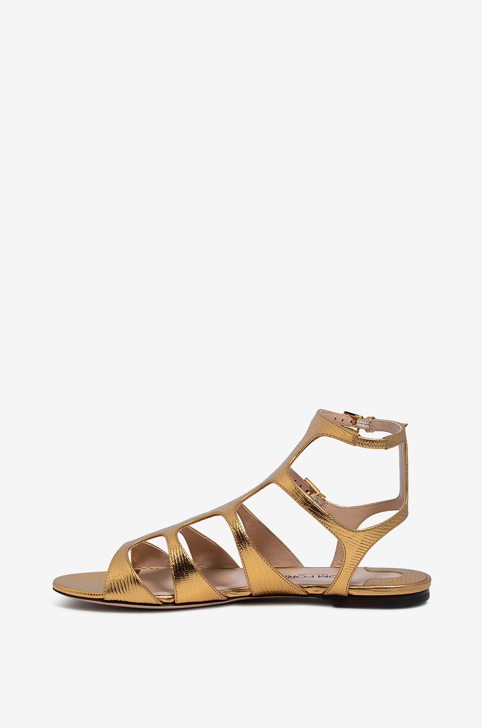 TOM FORD Paradis 05 flat lizard-embossed gold-tone sandals Women GOLDEN 3
