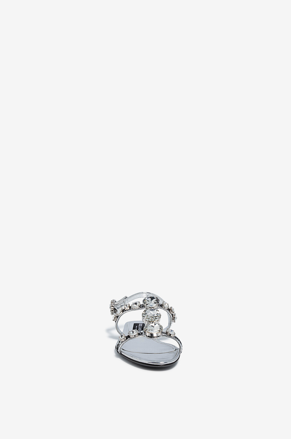 DOLCE & GABBANA Flache Sandalen mit Kristallen und Pailletten Bianca 05 Damen SILBER 2