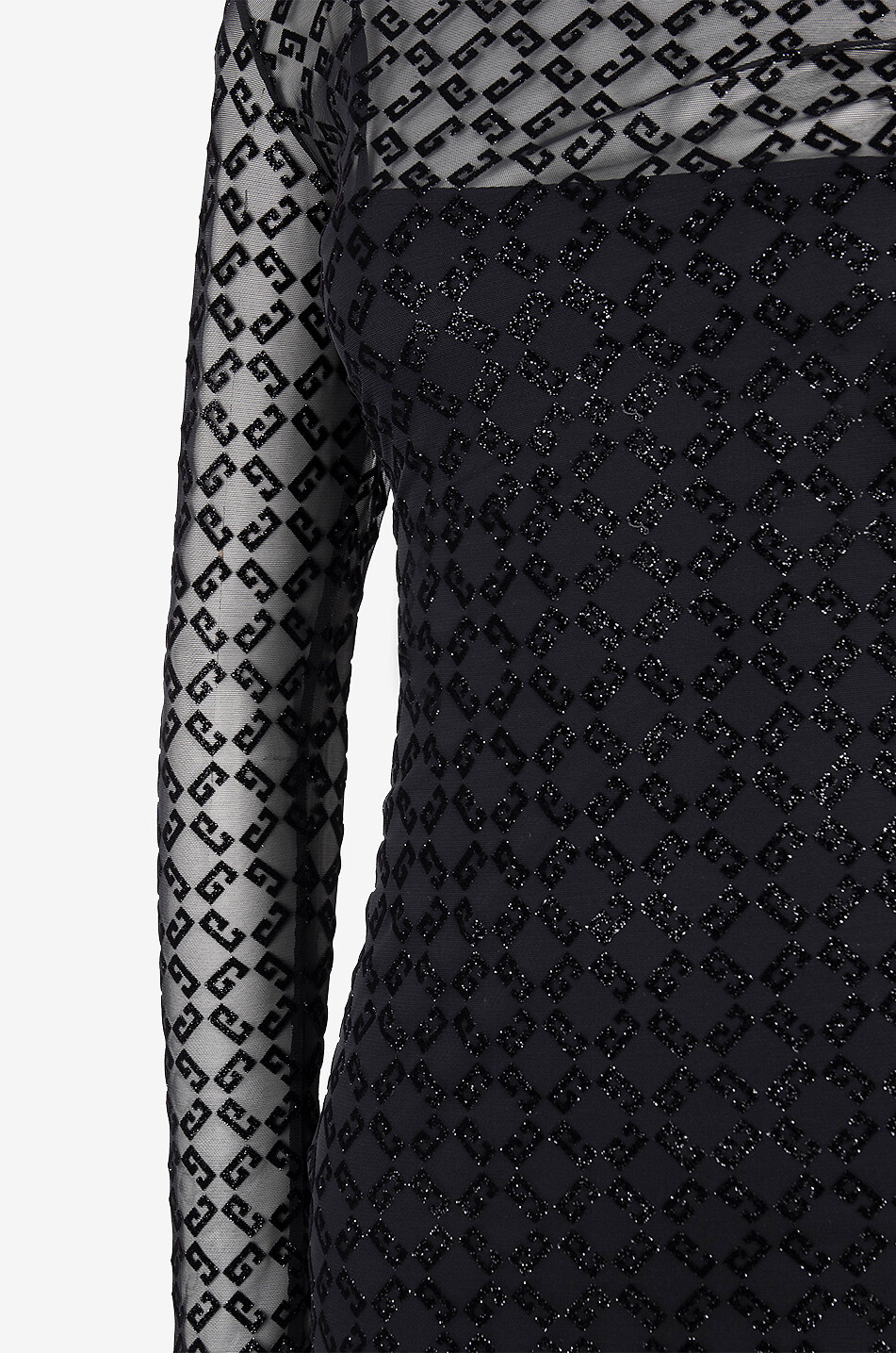 GIVENCHY Figurbetontes Tüllkleid Shiny Monogramme 72 Damen SCHWARZ 3