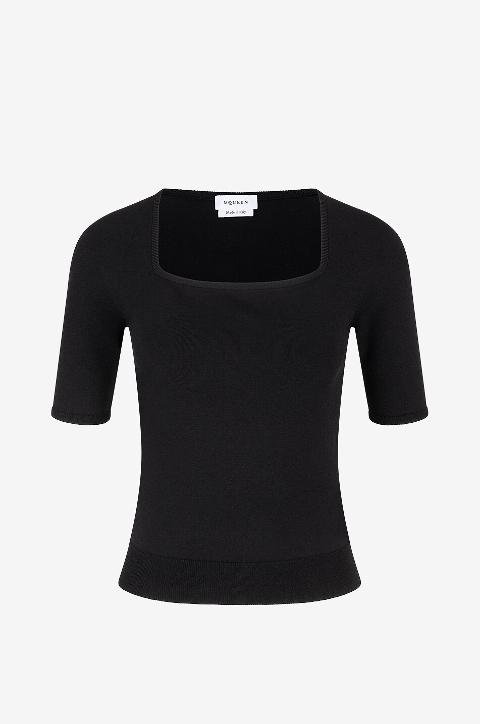ALEXANDER McQUEEN Top en maille fine à col carré sans coutures Femme NOIR 1