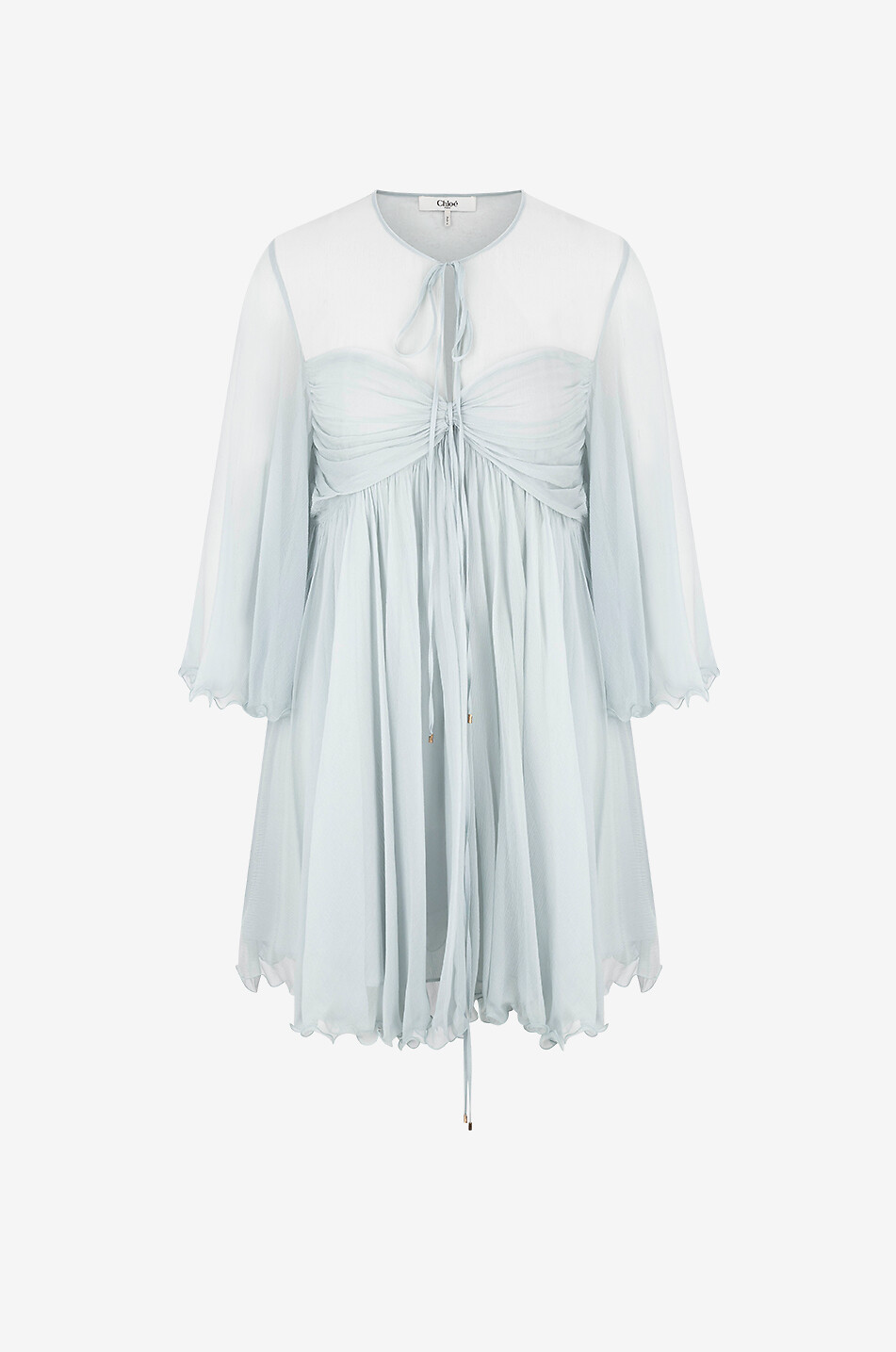 Silk chiffon pleated mini dress