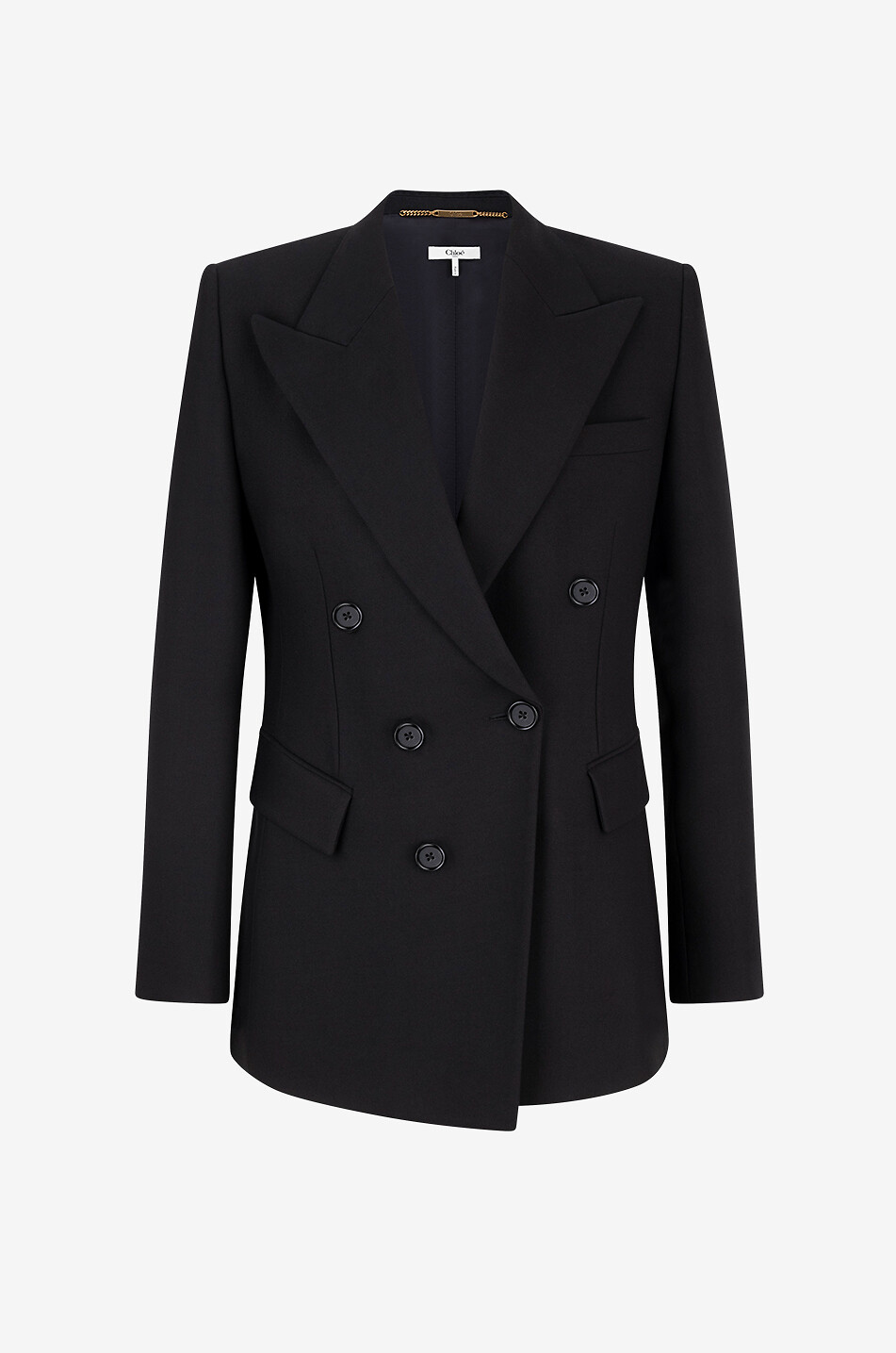 CHLOE Grain de poudre wool double-breasted blazer Women BLACK 1