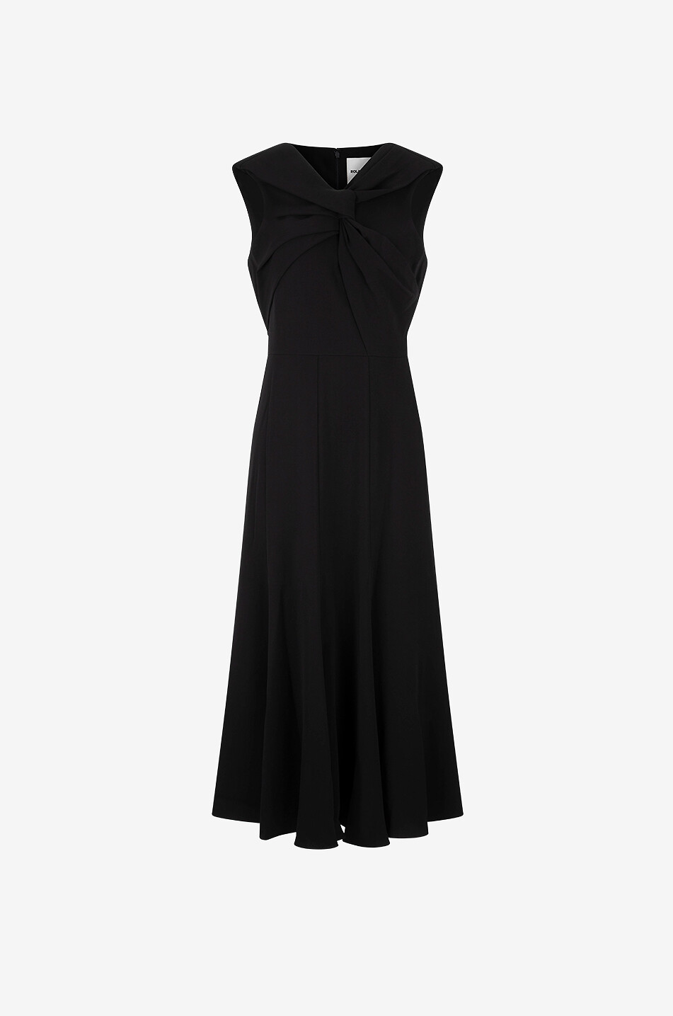 ROLAND MOURET Ausgestelltes Cady-Midikleid mit drapiertem Ausschnitt Damen SCHWARZ 1