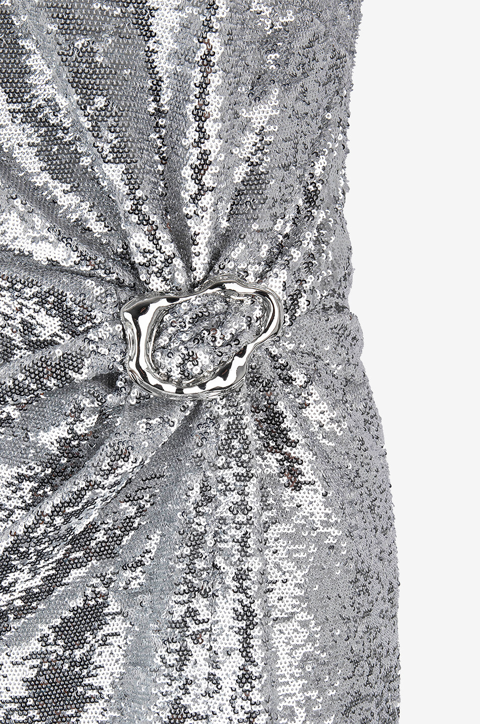 ROLAND MOURET Buckle fitted strapless sequin dress Women SILVER 3