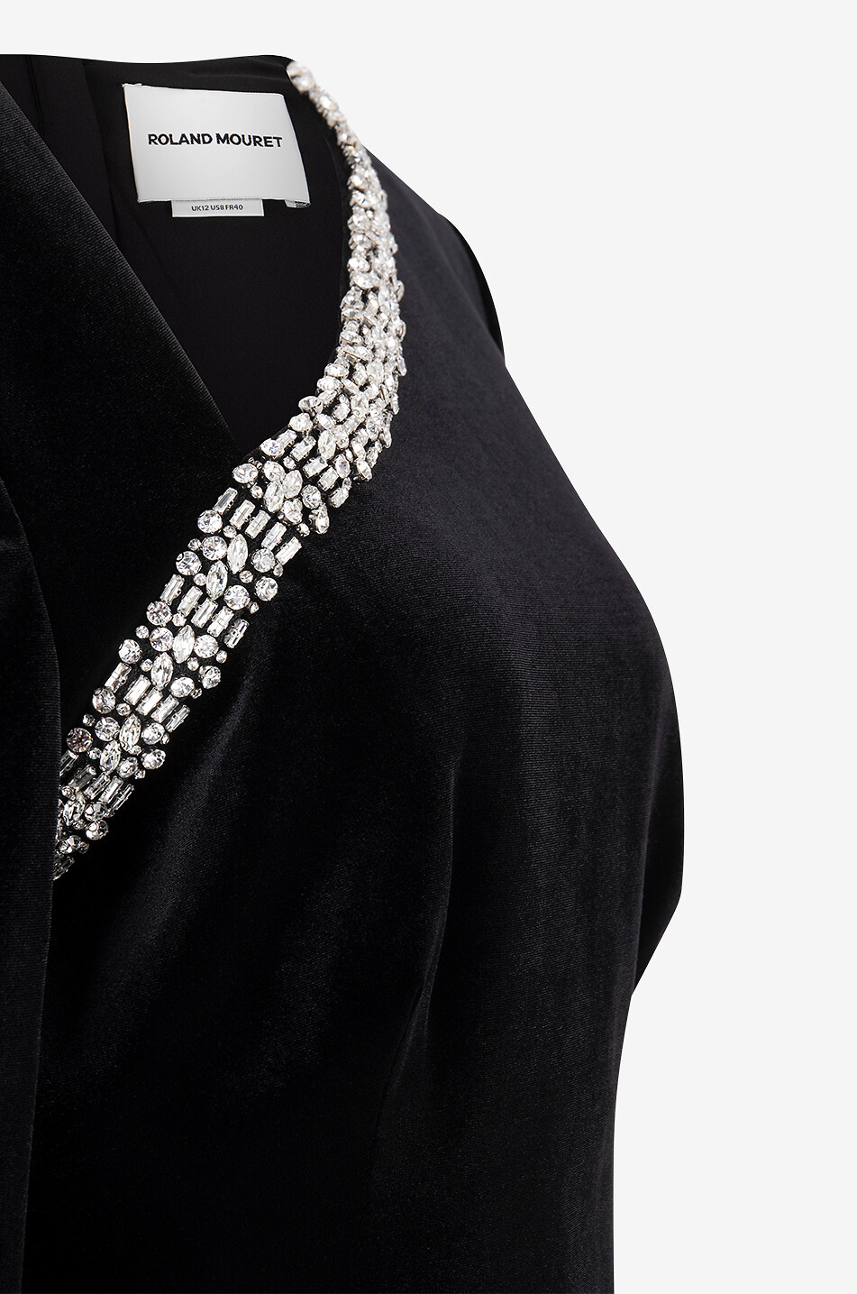 ROLAND MOURET Crystal-embellished cinched velvet top Women BLACK 3