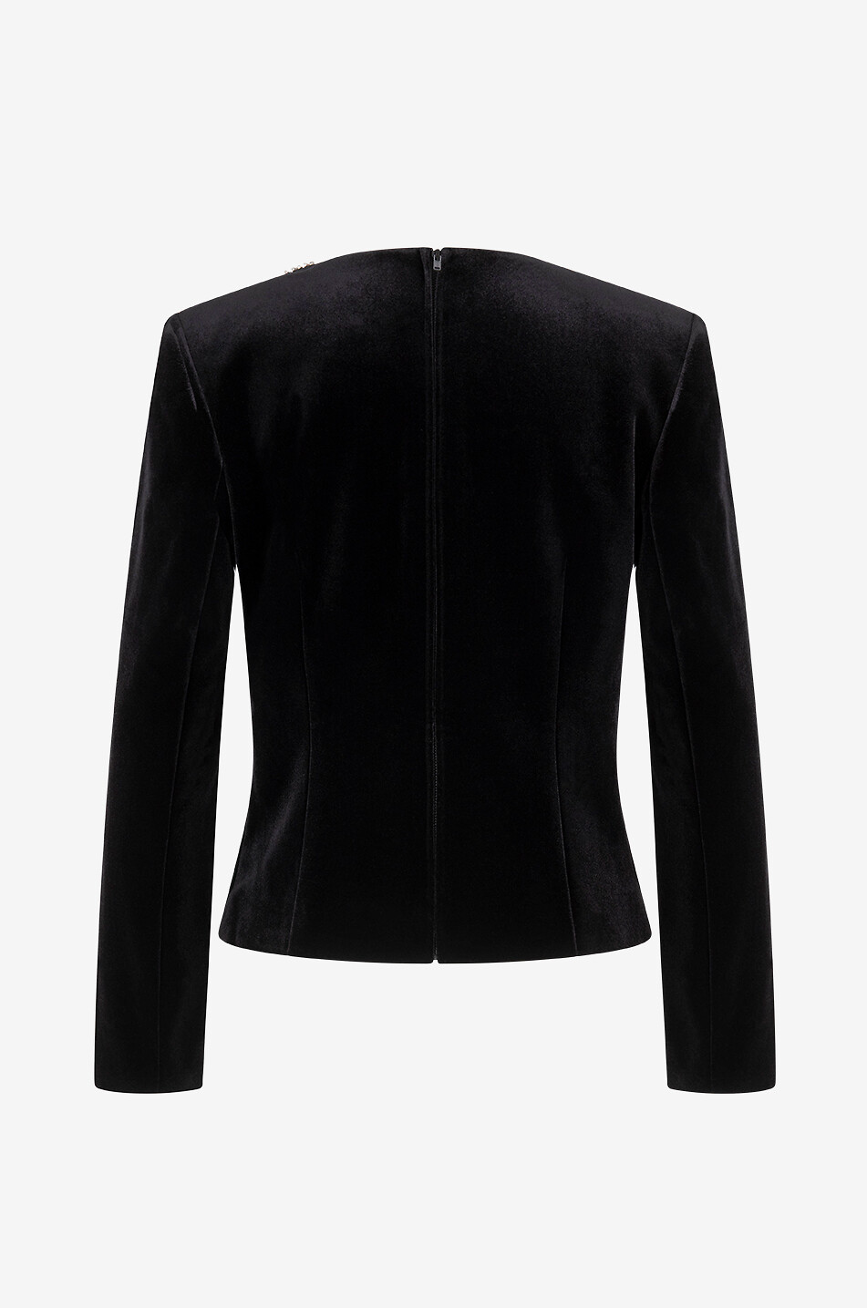 ROLAND MOURET Crystal-embellished cinched velvet top Women BLACK 2