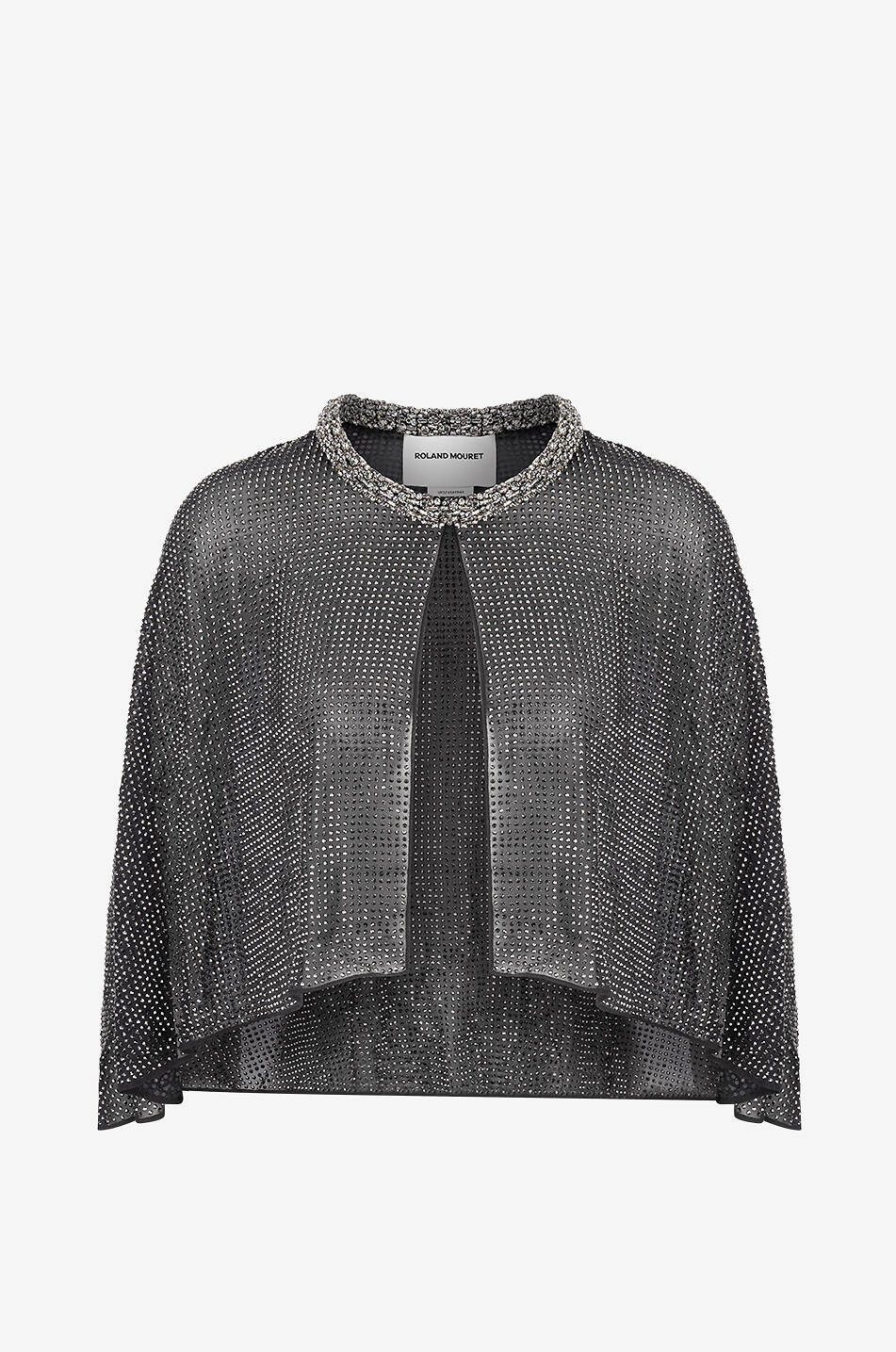 ROLAND MOURET Diamanté crystal-clad silk chiffon cape Women BLACK 1