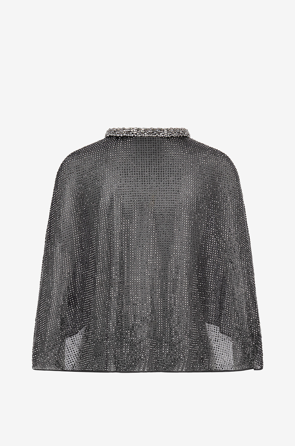 ROLAND MOURET Diamanté crystal-clad silk chiffon cape Women BLACK 2