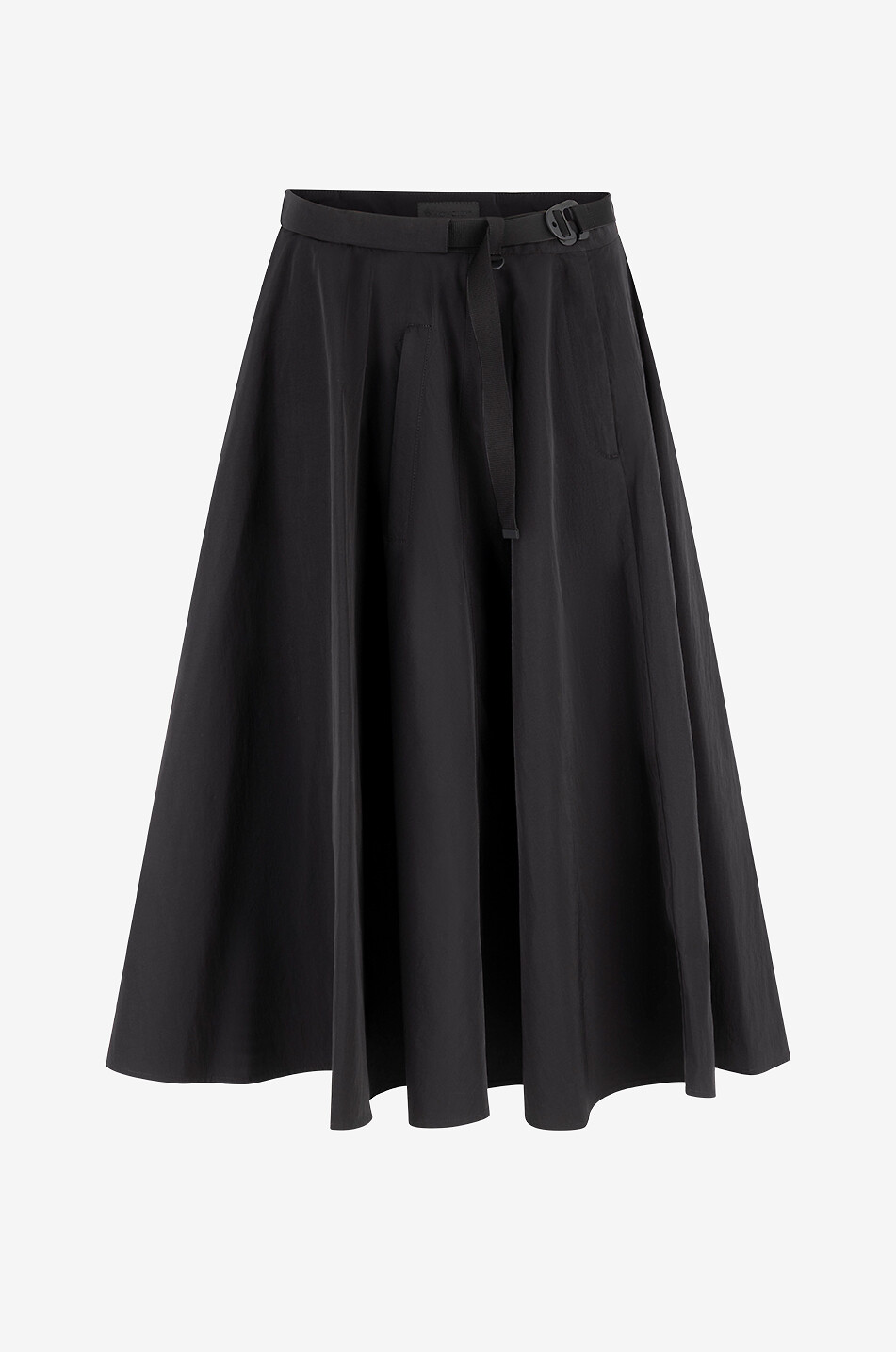 MONCLER Matt Black flared taffeta midi skirt Women BLACK 1