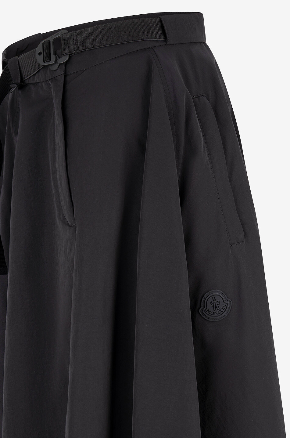 MONCLER Matt Black flared taffeta midi skirt Women BLACK 3