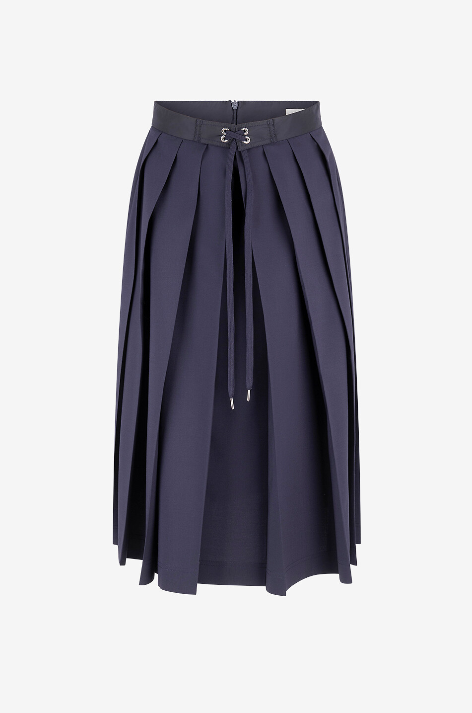 Pleated wool-blend midi skirt with lacing