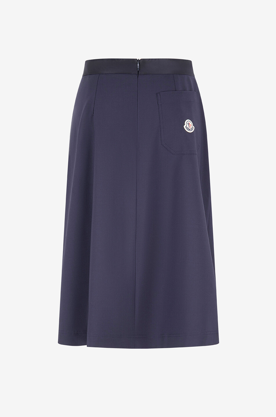MONCLER Pleated wool-blend midi skirt with lacing Women DARK BLUE 2