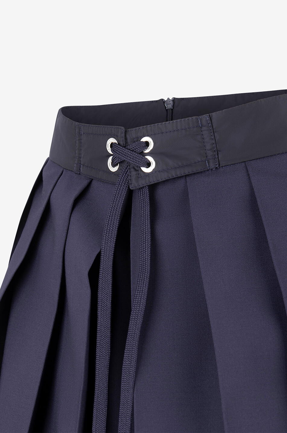 Pleated wool-blend midi skirt with lacing - MONCLER - DARK