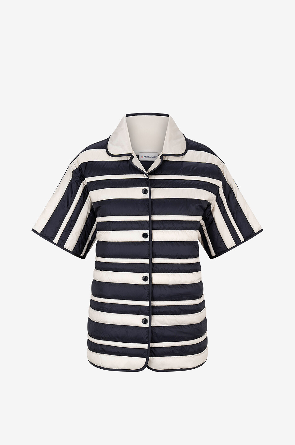 Gestreifte Kurzarm-Hemdjacke aus Nylon