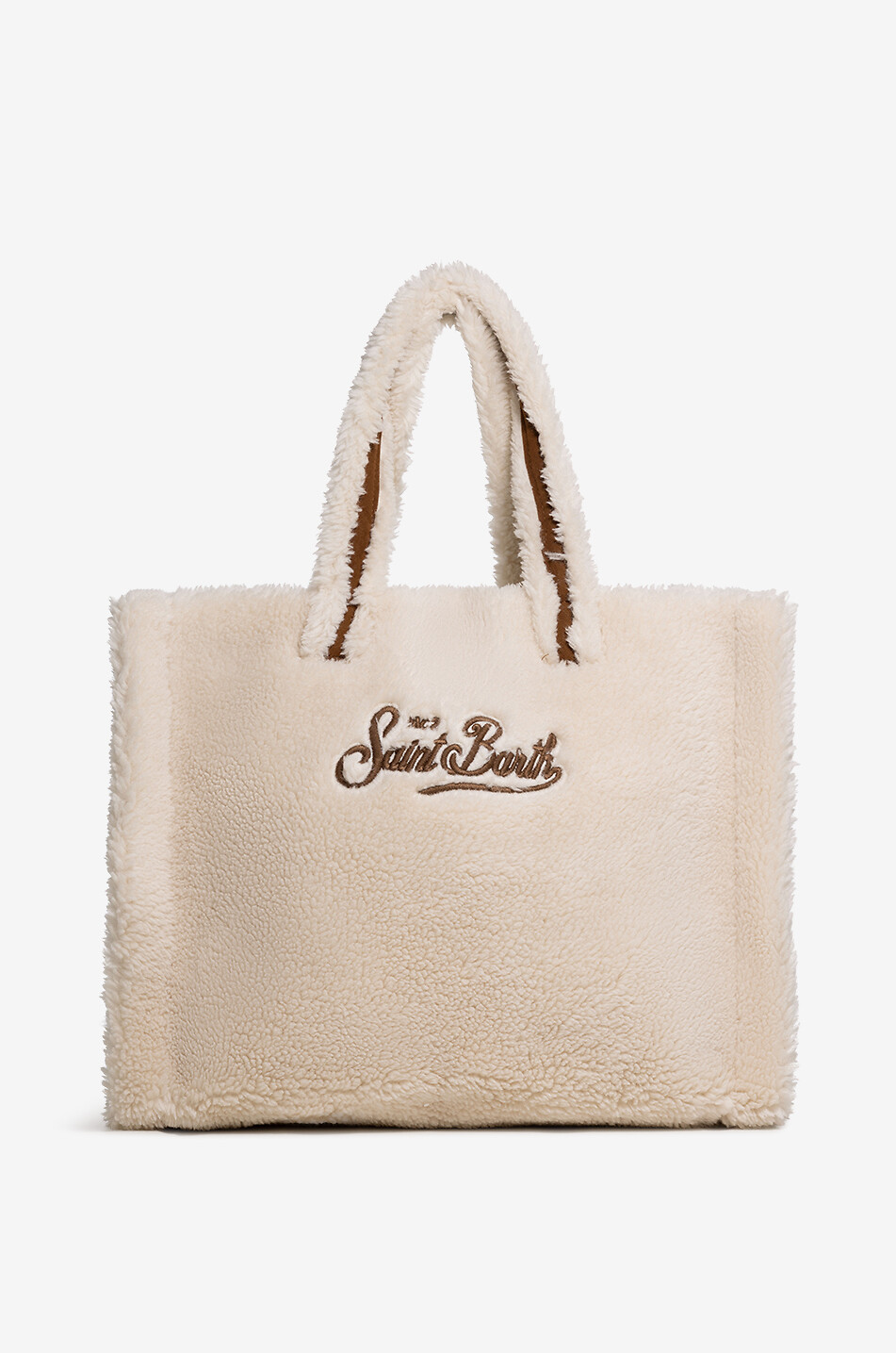 MC2 SAINT BARTH Soft Teddy plush tote bag Women EGGSHELL 3