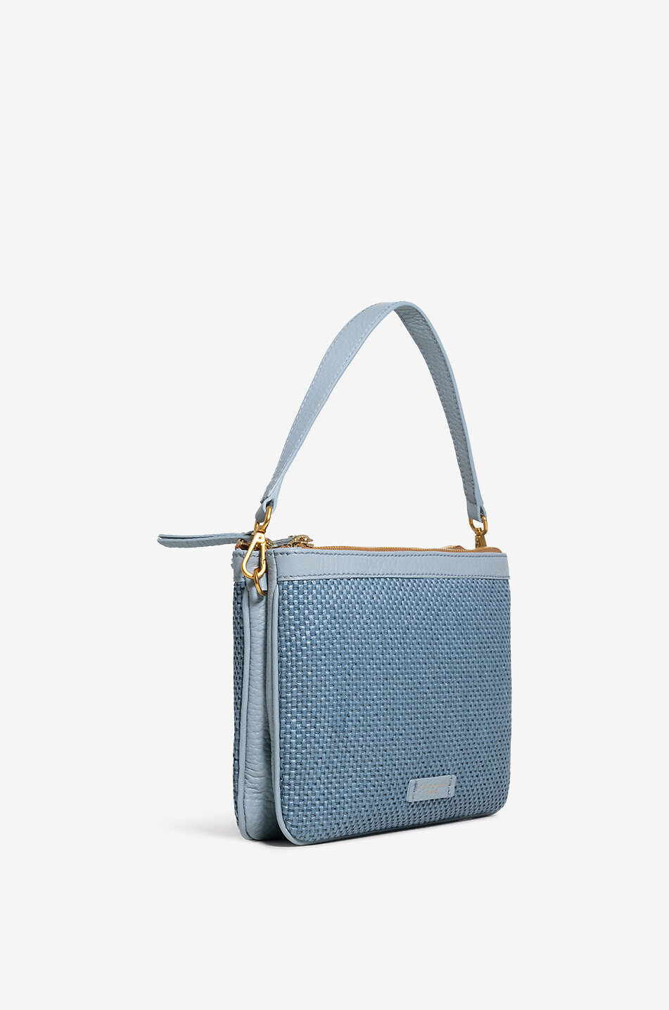 GIANNI CHIARINI Sac porté épaule en cuir et raphia Frida Femme BLEU CLAIR 2