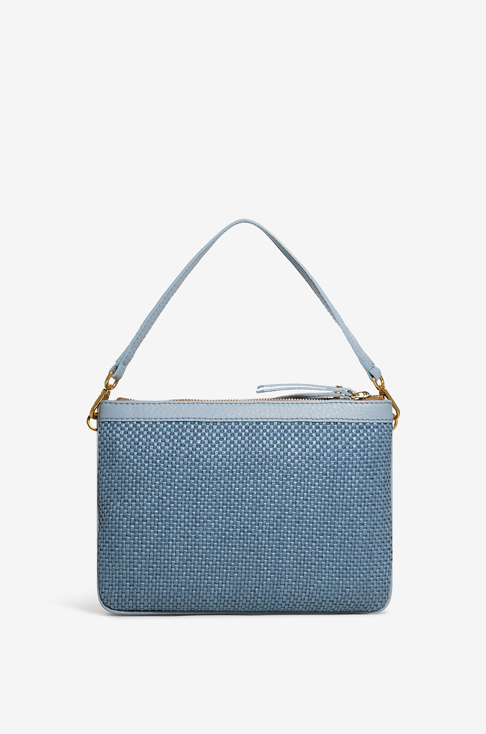 GIANNI CHIARINI Sac porté épaule en cuir et raphia Frida Femme BLEU CLAIR 3