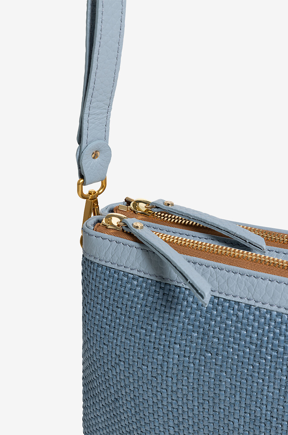 Sac porté épaule en cuir et raphia Frida