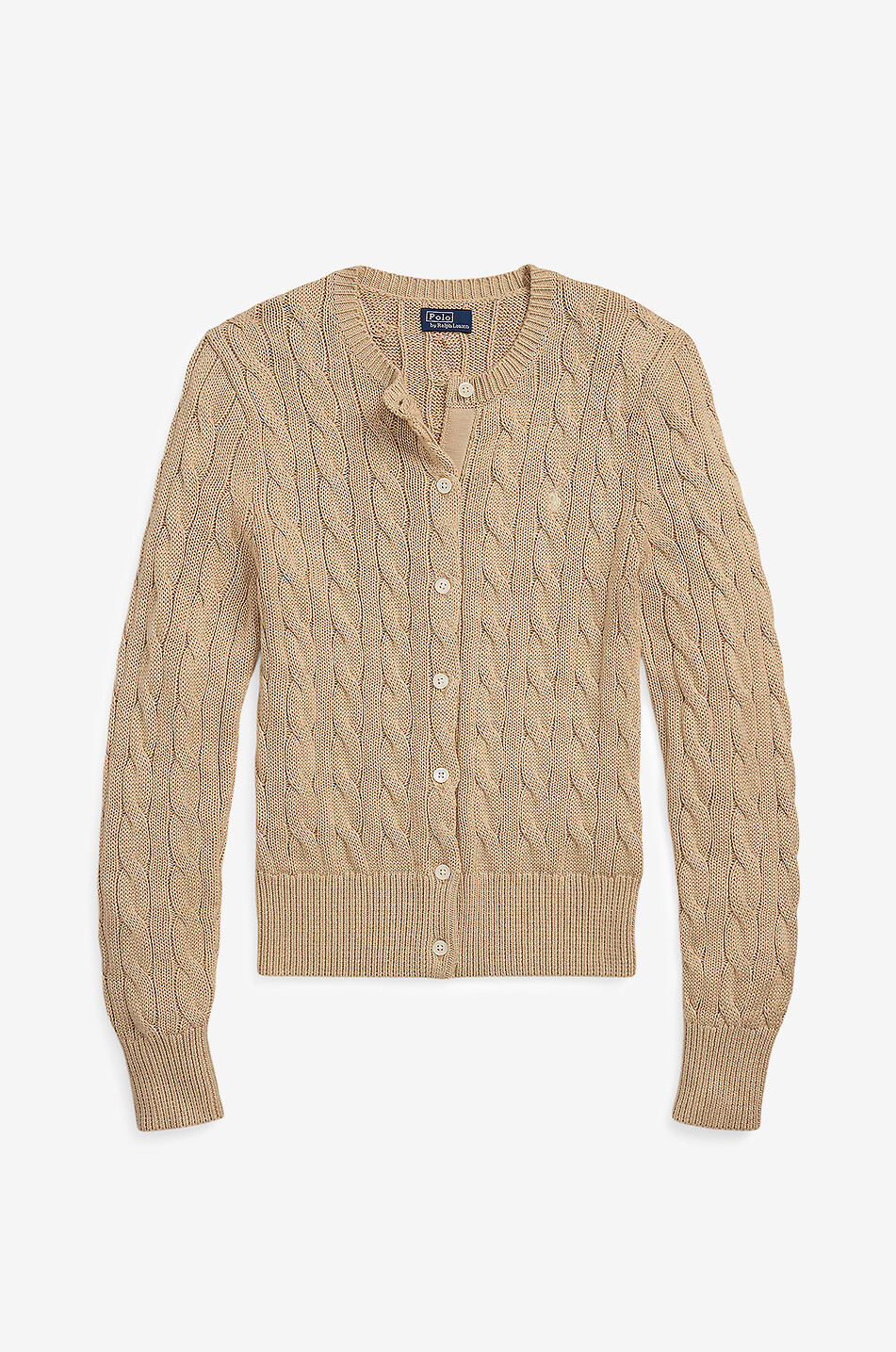 POLO RALPH LAUREN Cardigan torsadé à col rond en coton Pony Femme BEIGE 1