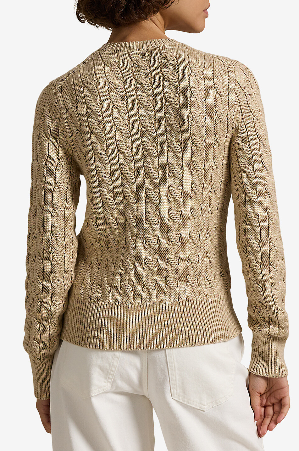 POLO RALPH LAUREN Cardigan torsadé à col rond en coton Pony Femme BEIGE 3
