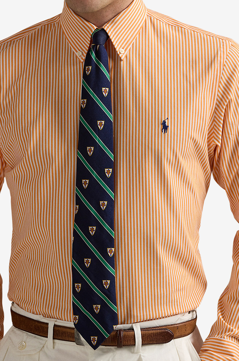 POLO RALPH LAUREN Pony Custom Fit striped long-sleeved shirt Men ORANGE 5