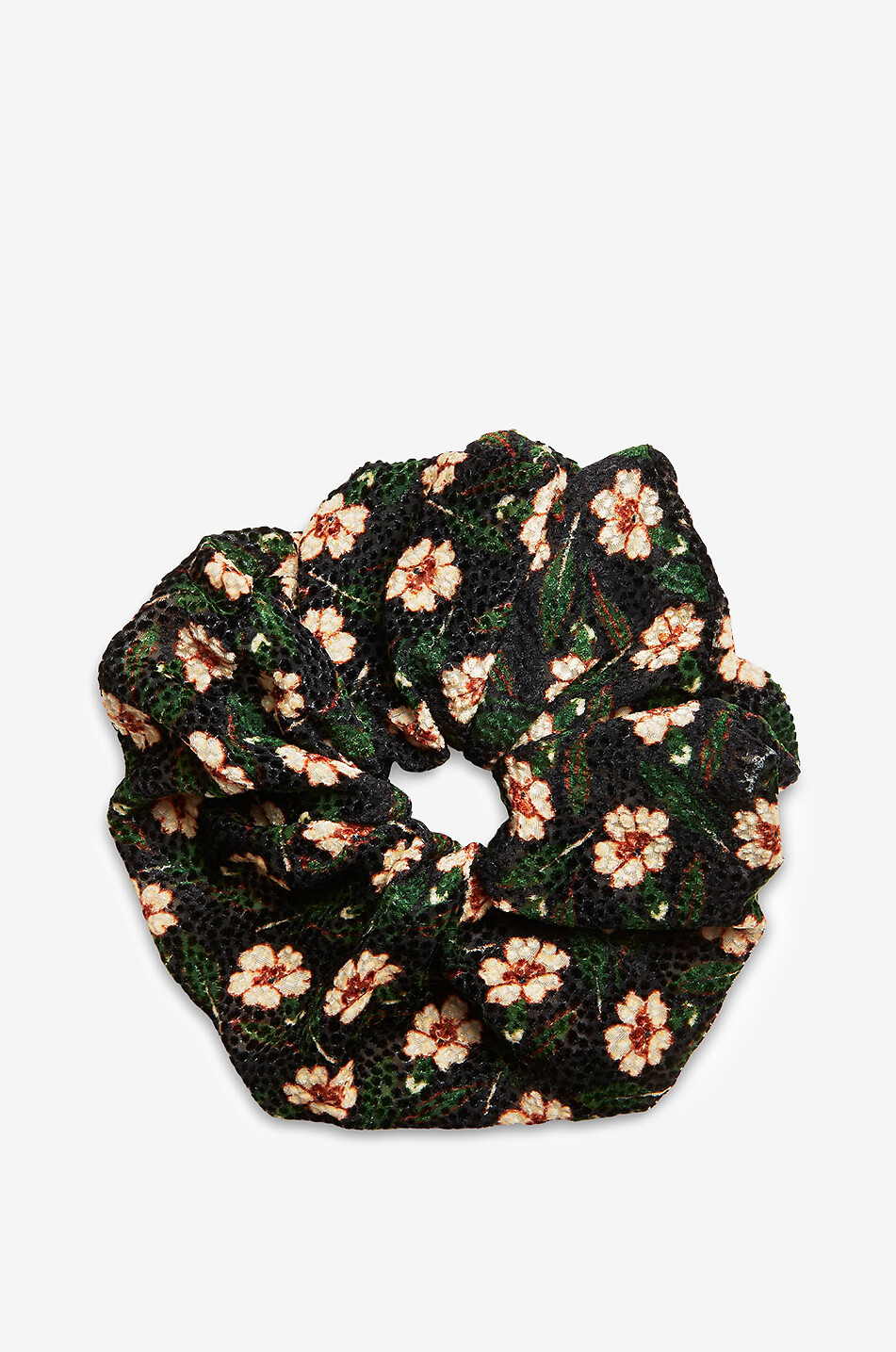 LA DOUBLEJ Haargummi aus geblümtem Samt Giga Scrunchie Mayfair Unisex SCHWARZ 1