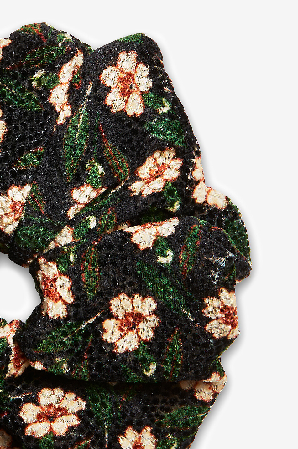 LA DOUBLEJ Haargummi aus geblümtem Samt Giga Scrunchie Mayfair Unisex SCHWARZ 2