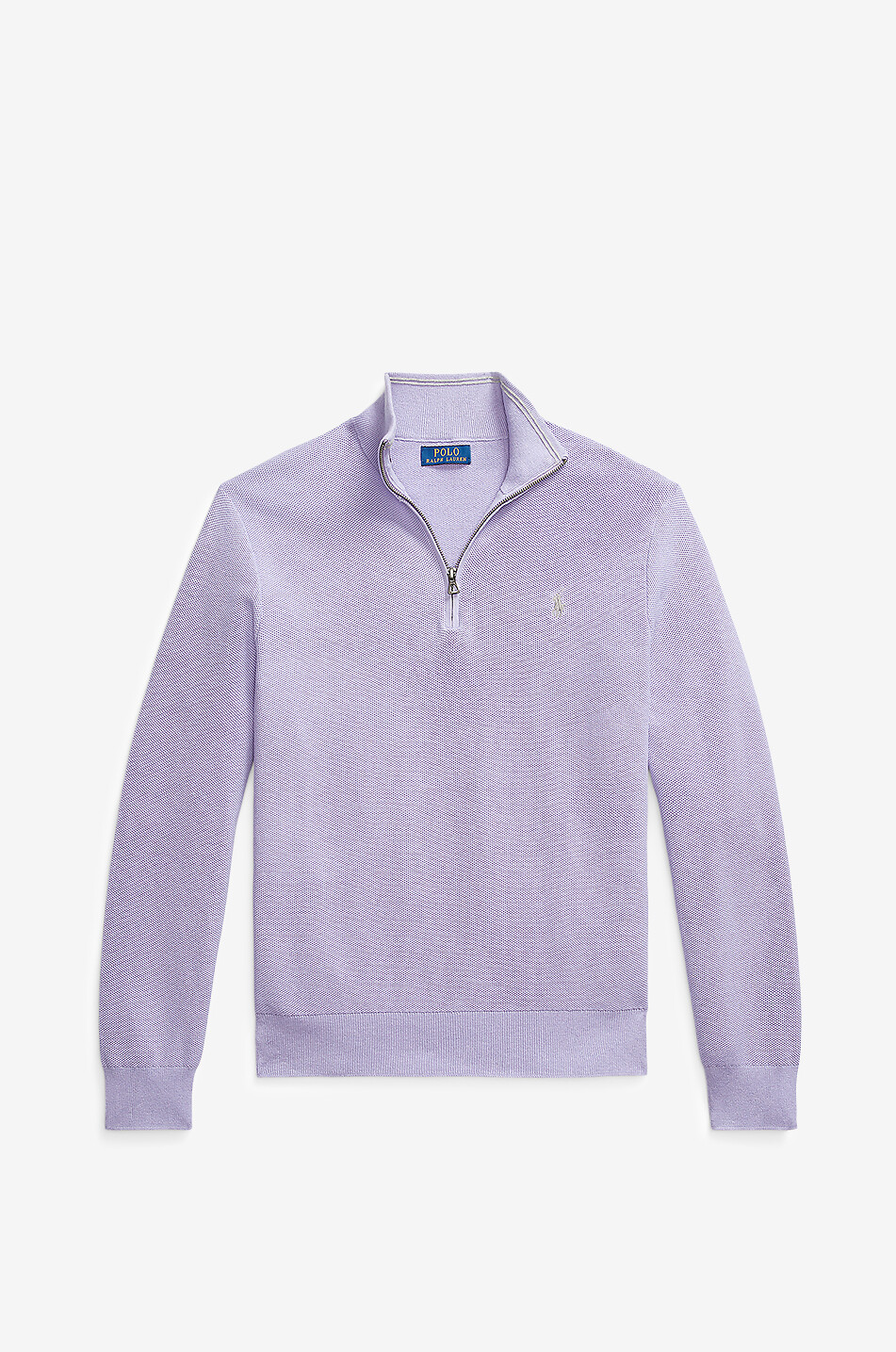 Piqué-Strick-Pullover mit Stehkragen und Reissverschluss Pony