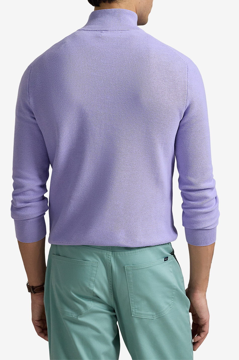 Piqué-Strick-Pullover mit Stehkragen und Reissverschluss Pony