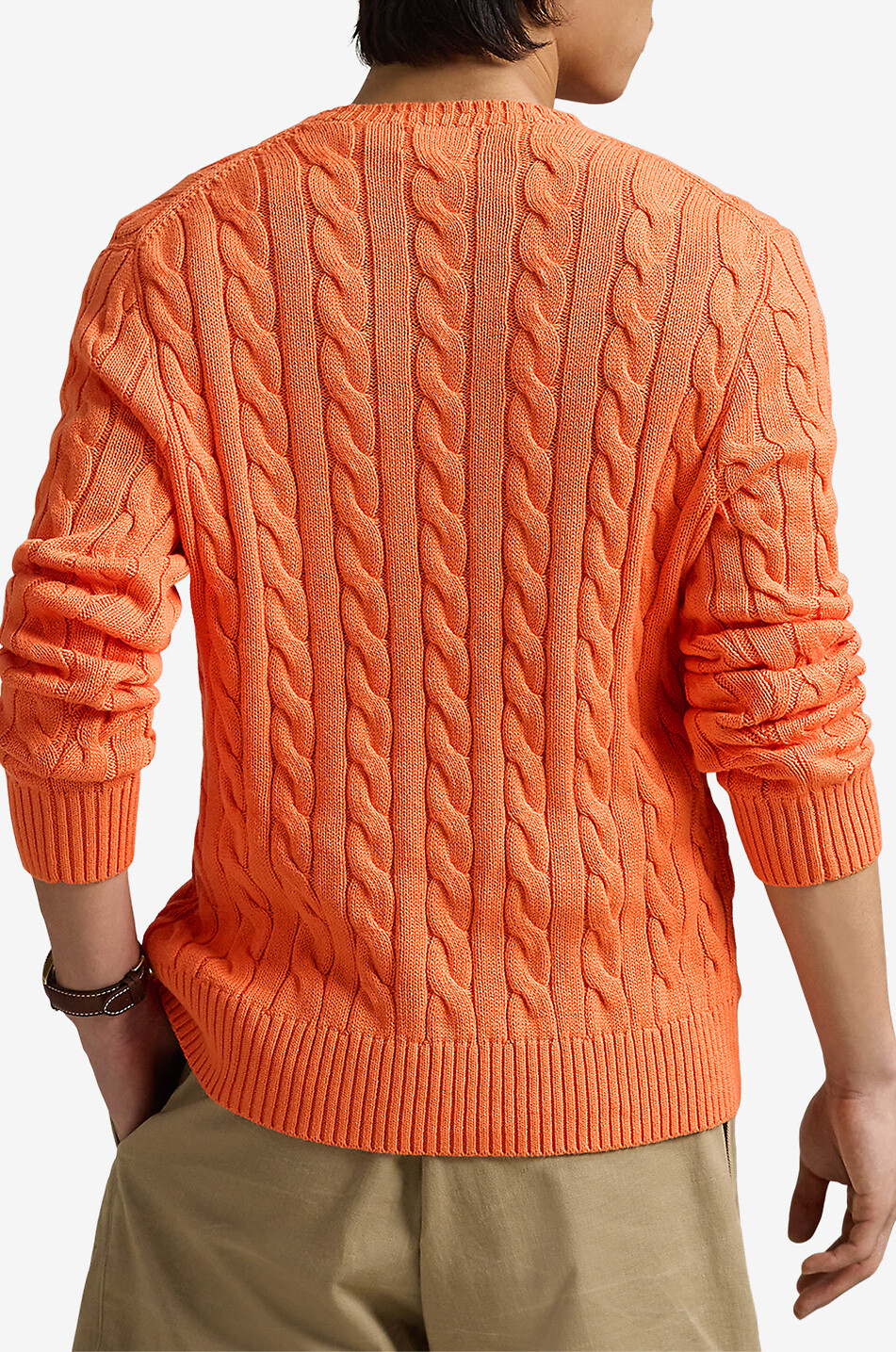 POLO RALPH LAUREN Pull torsadé en coton brodé Pony Homme ORANGE 3