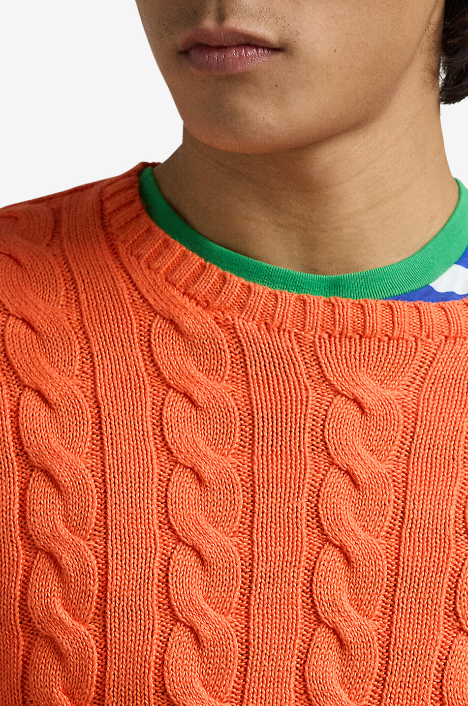 POLO RALPH LAUREN Pull torsadé en coton brodé Pony Homme ORANGE 5